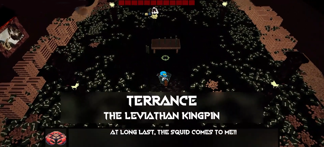 Syndicate Smackdown screenshot showing a boss room, with Terrance the boss inside